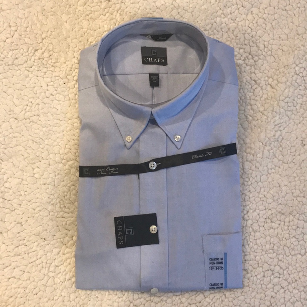Chaps Classic Fit Blue Mist Dress Shirt NWT